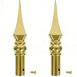 Spear Flag Pole Topper for Indoor 2-Pack, Gold Plastic Spear Flag Head Ornament, Outdoor Parade Flagpole Topper with Screw for 1 inch Diameter Flagpoles