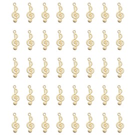 Ruwado 50 Pcs Musical Note Charm Metal Music Symbol Vintage Elegant Chic Instrument Pendant Beads for Craft Art Supplies Jewelry Making Finding DIY Necklace Bracelet Earring (Gold)