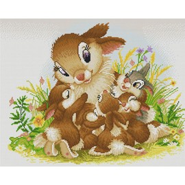 Abillyn Rabbit Family Stamped Cross Stitch Kit with Printed Pattern Starter Kit (Rabbit)