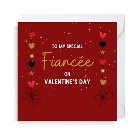 Second Ave Fiancee Red Heart Square Valentine's Day Greetings Card