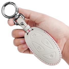Tukellen Leather Key Fob Cover Compatible with Hyundai 2023 2024 2025 Ioniq 6 Grandeur GN7 KONA Sonata Elantra Key Fob(7 Buttons, Stone Grey)