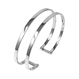 Treasure Bay Womens Silver Bracelet - Statement Fashion Bracelet for Women Girls - Plain 925 Sterling Silver Double Line Bangle