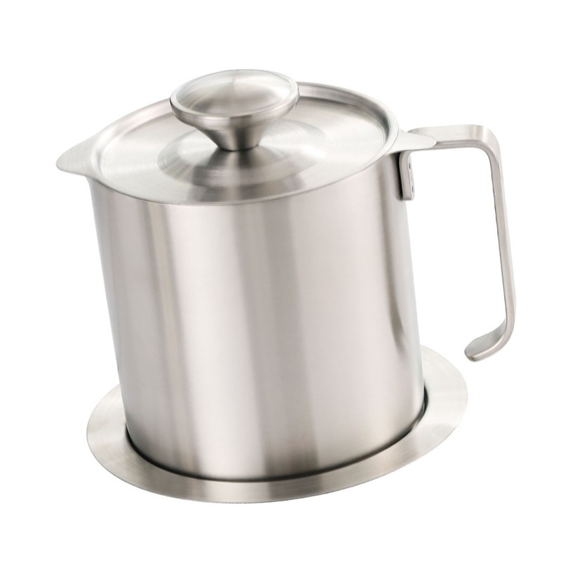 Bacon Grease Container with Strainer 304 Stainless Steel 1.8L Food