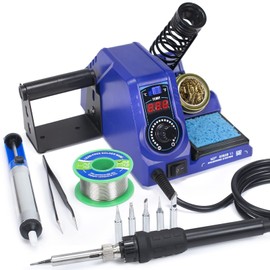 WEP 926LED V3 Soldering Station 130W MAX Soldering Iron Kit with Solder Wire, 5 Soldering Tips, Tweezers, Solder Sucker, Tip Cleaner, Temperature Control, Sleep Mode, C-F Conversion