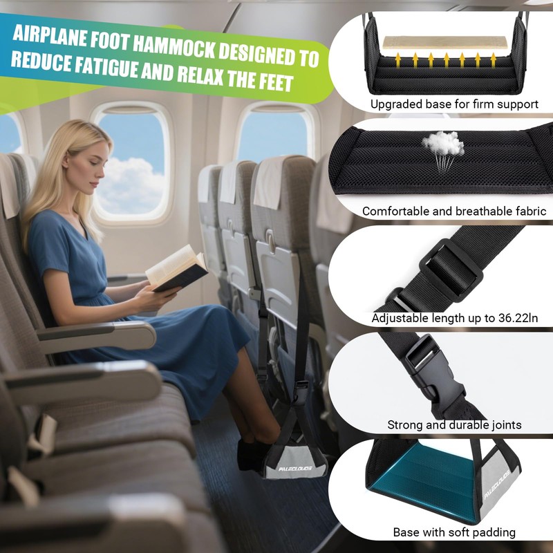 Foot Hammock for Plane Travel, No Collapse Thickened Bamboo Airplane