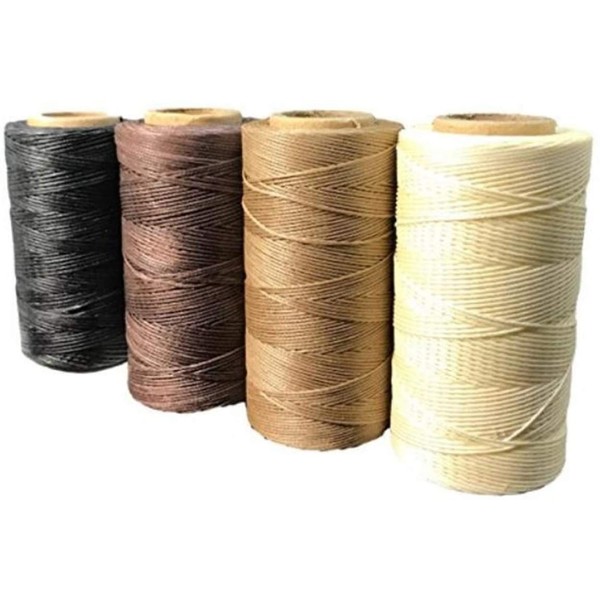 RER Leathercraft Wax Drawstring, String Wax Cord, Set of 4 Colors, Thread Width 0.04 inch (1 mm), Length 928.2 ft (260 m) (Set of 4 Colors)