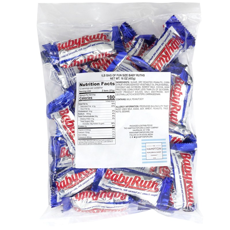 Baby Ruth Fun Size Chocolate Candy Bars, 1 Pound Bulk