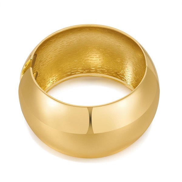 WOWORAMA Polished Chunky Bangle Bracelets for Women Round Extra Wide