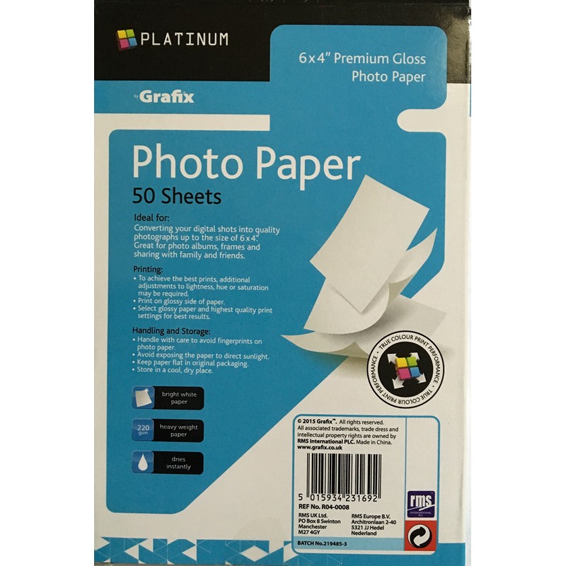 Grafix Photo Paper 50 Sheets 6x4" 220 GSM ( 15CM