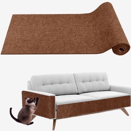 Cat Scratching Mat, Self-Adhesive Cat Scratching Carpet, Trimmable at Scratch Furniture Protector for Cat Tree Shelves, Cat Scratching Post Couch Protector (1PC, Brown)