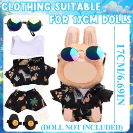 Baby Doll Clothes, 5 PCS Beach Style Baby Doll Accessories Set with White Inner Wear Floral Jacket Floral Pants Sunglasses Shoes, Baby Dolls Clothes Accessories for Girls Boys Kids Gifts (No Doll）