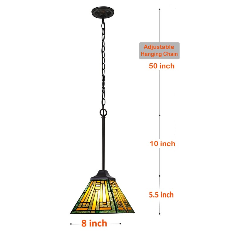 COTOSS Tiffany Pendant Lights Fixtures Mission Style 1 Light Green