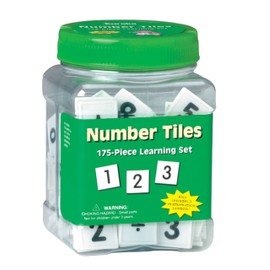 Eureka Tub of Numbers Math Tiles, Back to School Classroom Supplies Educational Toy, 1'' x 1'', 175 pc