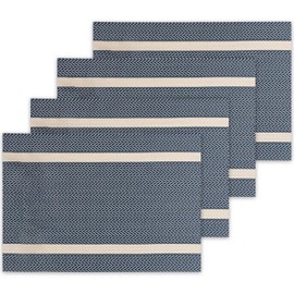 XLYBSST Placemats, Set of 4 Heat Resistant Non-Slip Washable Vinyl Weave Table Mats, PVC Dining Table Place Mat for Indoor Outdoor Dining Party Kitchen (Blue)