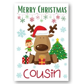Second Ave Cousin Reindeer Elf Children's Kids Christmas Xmas Holiday Festive Greetings Card