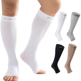 EVOPLECI 20-30mmhg White Compression Socks for Women Nursing and Man Tight Stockings Support Socks for Women Compression Varicose Veins,Running,Nursing,Athletic Sports