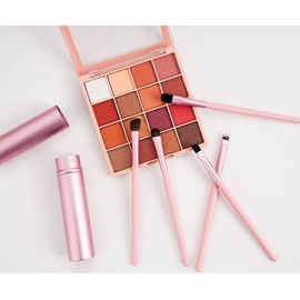 5-Piece Set of Travel-Ready Portable Mini Makeup Brushes for Eyes and Lips, Including Eyeshadow, Eyeliner, Eyebrow and Lip Brushes (Pink)