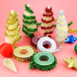 YUNSHANGHT 4 Rolls Christmas Tinsel Garland Christmas Thin Tinsel Christmas Tree Decorations Tinsel Xmas Glitter Ribbon for Holiday Present Wrapping Decoration DIY Craft Supplies