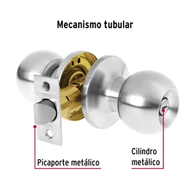 Hermex Basic BALT-CM-BP, Cerradura pomo, baño, tubular, cromo mate