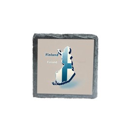 Finland Map Slate Coaster with Flag Design for Home Decor and Souvenir Gift (slco-kf25-2074)