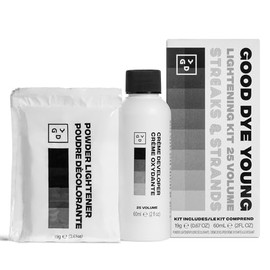Good Dye Young Kit de Aclarador de Cabello(Rayas y Hebras) Con Aclarador de Polvo Libre de Polvo y Revelador de 25 Volumen - Kit de Blanqueamiento Hid