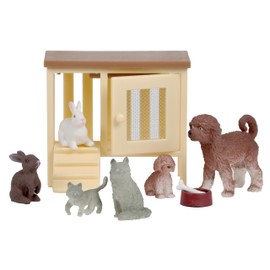 Lundby Dolls House Accessories — Cat Dog Figurines — Dolls House Furniture — Animal Toys — for 11cm Mini Dolls — 9 Pieces — Age 4+ — 1:18