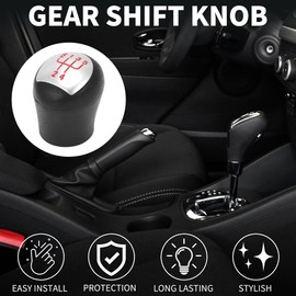 TUCKBOLD 5 Speed Manual Gear Shift Knob for Renault Kangoo No.8200208090 | Front Automotive Gearbox Stick Shifter Lever Knob Black Silver Tone Plastic 1 Pc