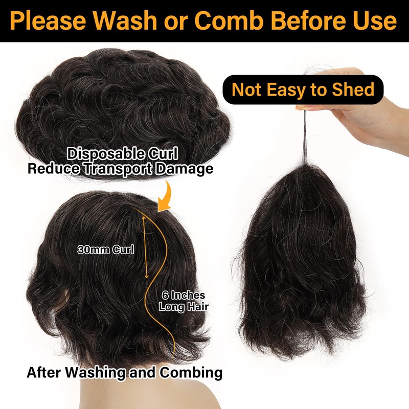 100% Density 0.06mm Thin Skin Toupee Hair for Men 8x10