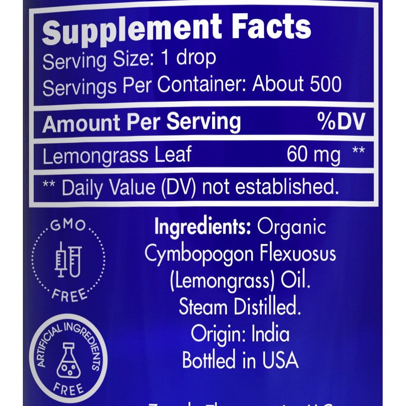 Organic, Lemongrass Essential Oil, Food Grade, Edible – 100% Pure,