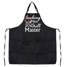 MYSOMY BBQ Apron for Men Women Smoking Hot Grill Master Apron Funny BBQ Grill Gift Cooking Bib Apron with Adjustable Neck Strap (Grill Master Apron)