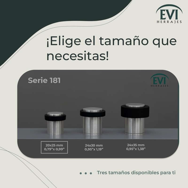 Evi Herrajes, Tope de puerta con base roscada in acero