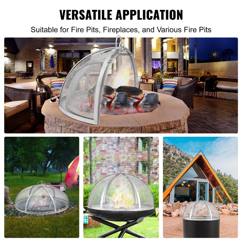 VEVOR Firepit Spark Screen Lid, 36" Diameter, Outdoor Firepit Ring