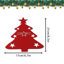 Pack of 12 Christmas Tree Cutlery Holders Christmas Tree Tableware Bags Christmas Cutlery Bag Christmas Dining Table Decoration Forks Spoons Cutlery Bag Table Decoration for Christmas Decoration (Red)