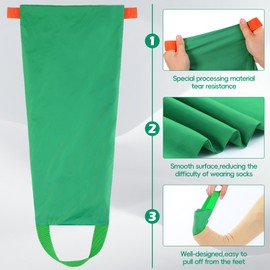Threlaco 2 Pcs Easy Slide Open Toe Compression Sock Aid Stocking Helper Device Easy on Applicator Tool Put on Compression Socks Applicator Aid for Seniors