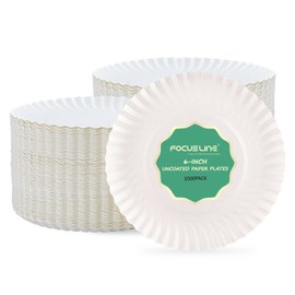 FOCUSLINE 6 Inch Paper Plates 1000 Count, White Paper Plates Uncoated, Everyday Disposable Dessert Plate 6" Small Plate Bulk 1000 Count