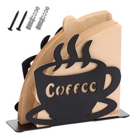 ELLDOO Coffee Filter Holder, Metal Wall Mounted Cone Coffee Filter Storage, Pour Over Coffee Filter Stand Coffee Paper Dispenser Rack for Cafe Kitchen Office, Art Decor Coffee Station Accessories