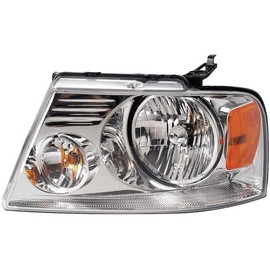Left Driver Side Headlight Assembly - Compatible with 2004-2008 Ford F-150 (with Chrome Trim)