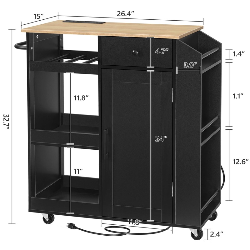 MAHANCRIS Kitchen Island with Power Outlet, Kitchen Storage Island with