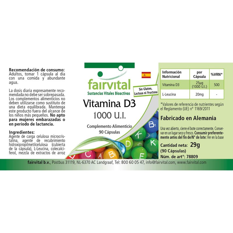 Fairvital Vitamin D3 1000 IU - 25mcg Cholecalciferol per capsule