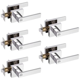 Gobrico Polished Chrome Bed/Bath Levers Square Privacy Locks 5 Pack