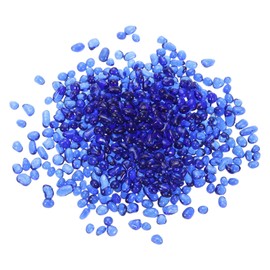 uxcell Round Fire Glass Beads, Glass Marbles, Glass Pebbles, Vase Fillers Beads Gems for Fish Tank Aquarium 3-6mm 300g/0.67 Lbs Cobalt Blue