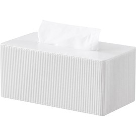 PU Leather Tissue Box Cover with Magnetic Closure, Modern Rectangular Tissue Box Holder Decorative Organizer for Bathroom Vanity Countertop, Night Stands Bedroom Office Desk (White)