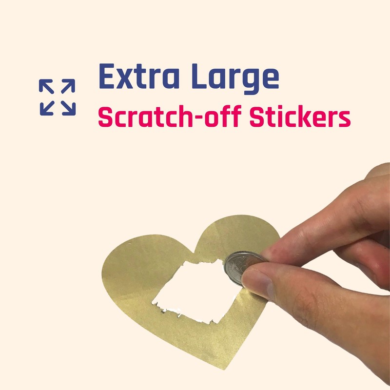 Pack of 50, Heart Scratch Off Sticker - 8 x