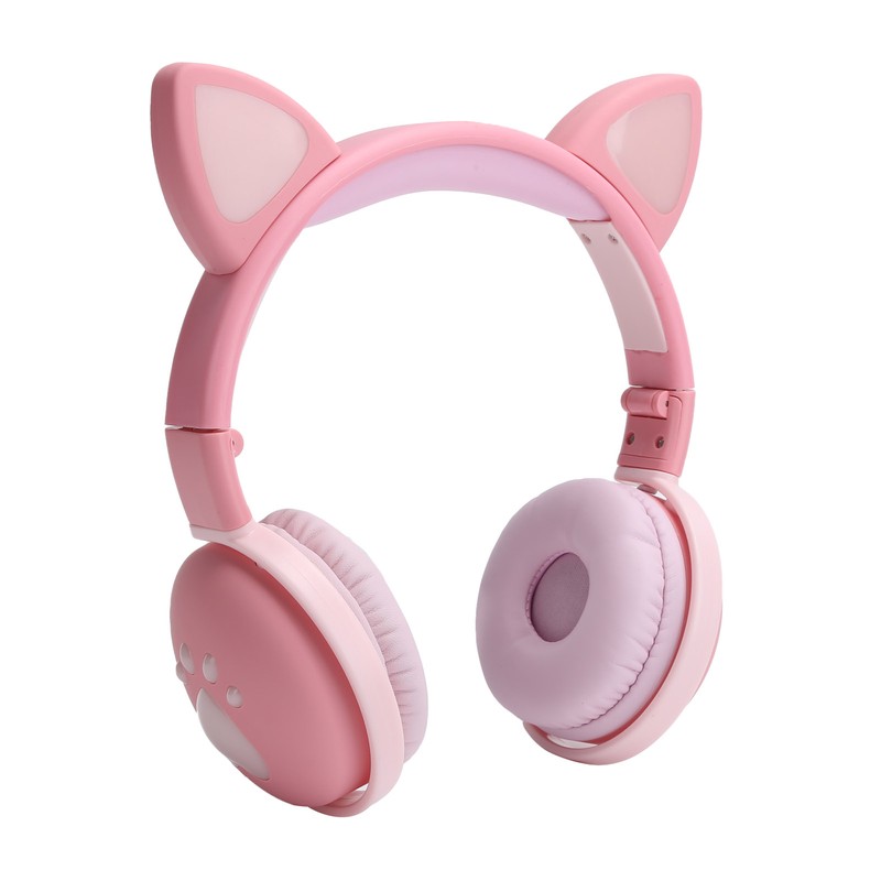 Cute Cat Ear Glowing Wireless Bluetooth Headphone HIFI Sports Folding