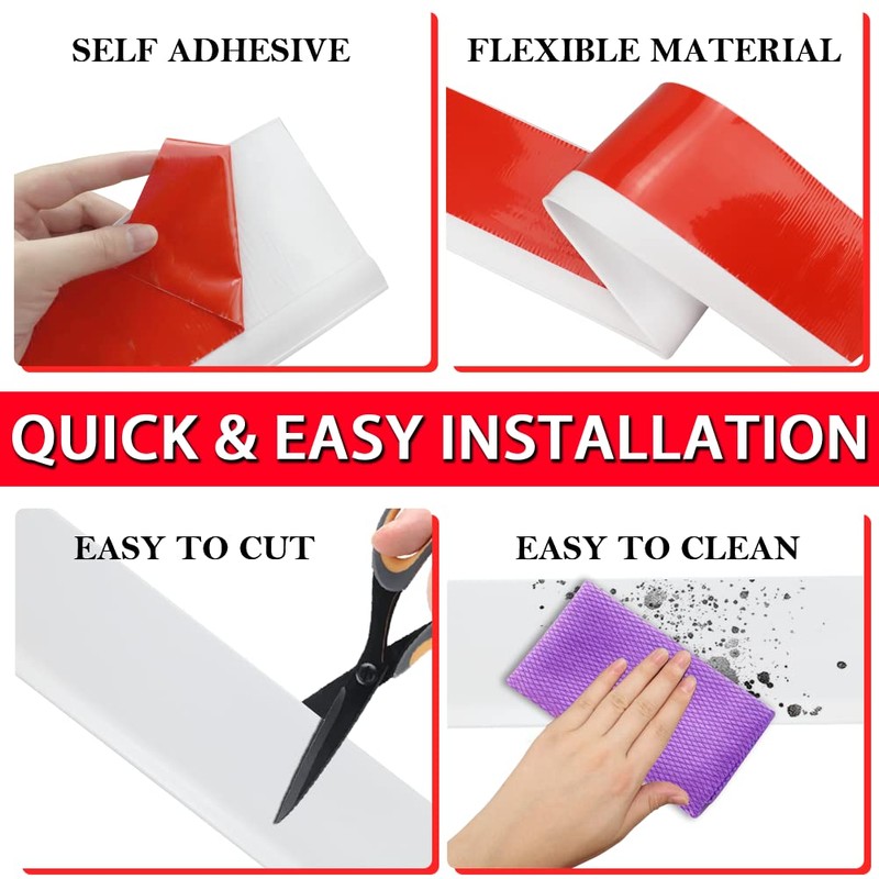Vinyl Wall Base Baseboard Molding Trim 4" Flexible Self Adhesive