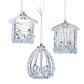 Kurt S. Adler 2.16-Inch Spun Glass Nativity Ornaments, 3 Piece Set
