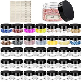 2oz Plastic Jars with Lids 36PCS Small Cosmetic Slime Containers Clear Travel Round Jars Empty Sample Containers Leak Proof Pot Jars with Black Lids for Lotion and Cream Acrylic Powder Lip Scrubs