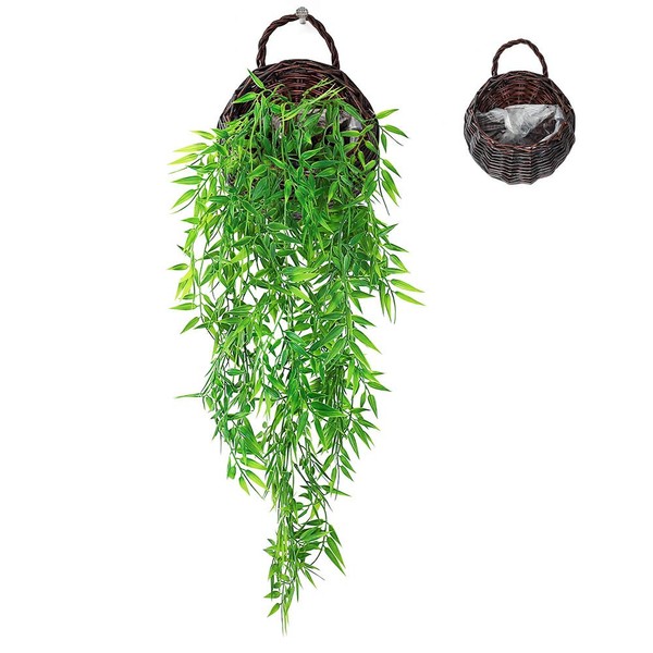 ANZOME Artificial Hanging Vine Basket, Artificial Ivy