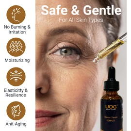 UOG Suero Facial Con Súper Vitamina C: Fórmula Antiedad, Hidratante Y Reafirmante. Reafirma Rostro, Cuello Y Mandíbula. Reduce Manchas Oscuras, Manchas De La Edad, Líneas Finas, Arrugas Y Unifica El