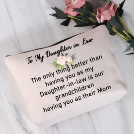 JYTAPP to My Daughter-in-Law Gifts Daughter in Law Makeup Bag The Only Thing Better Than Having You As My Daughter-in-Law Cosmetic Bag Future Daughter in Law Gift BEIGE One_Size